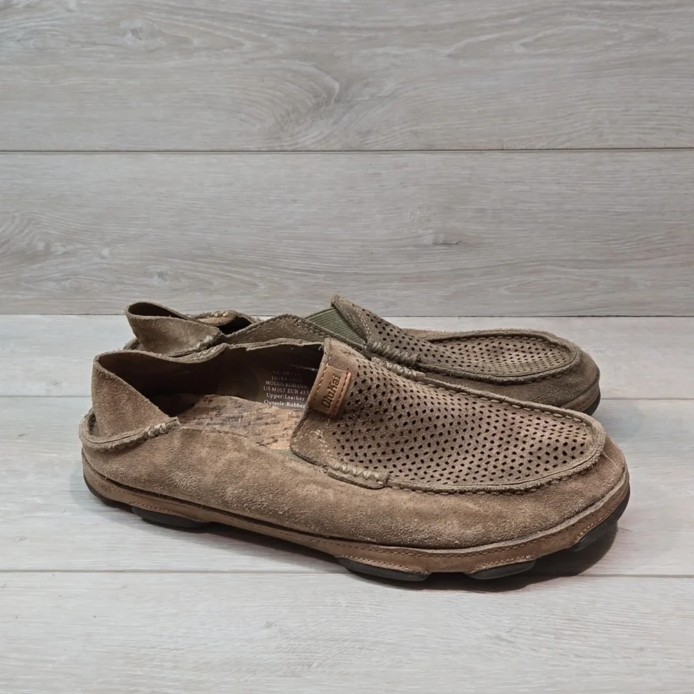 Olukai Women Moloa Kohana Leather Loafer Slip on shoes sz 10.5